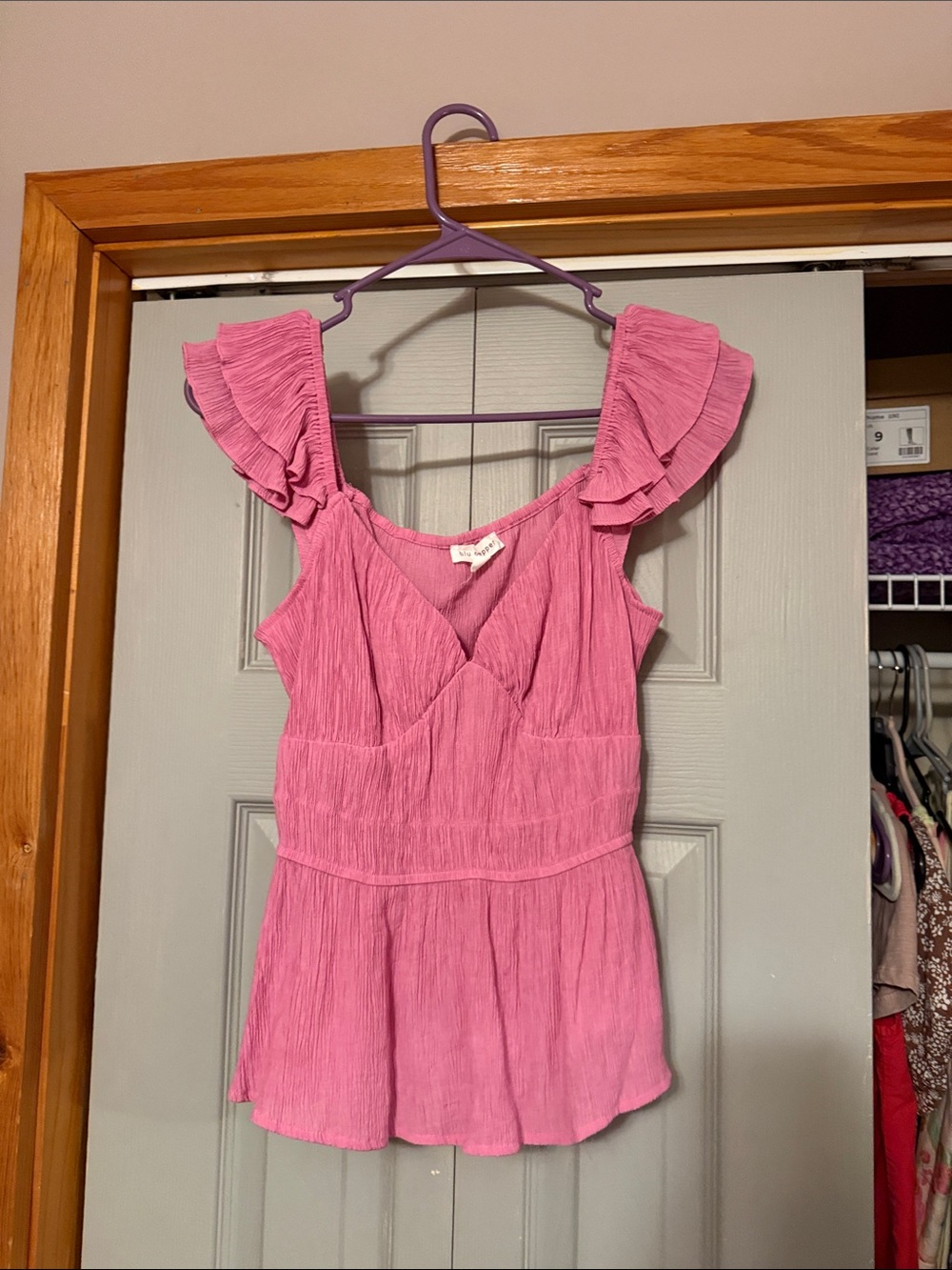Pink Ruffled Sleeve Women’s Top